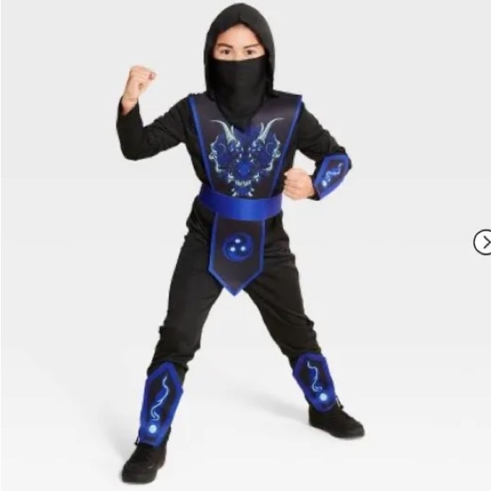 Kids Water Dragon Warrior Blue Ninja Halloween Costume M